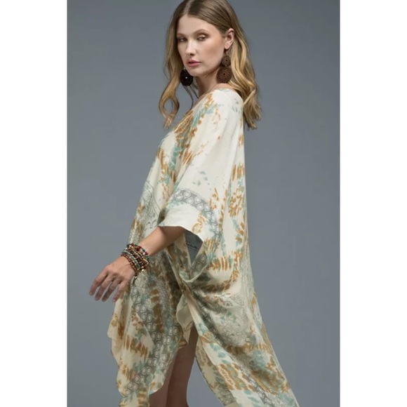 SOLD OUT Mojito Tie Dye Mandala Geometric Boho Kimono Wrap - Picture 5 of 6